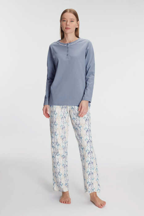 Anıl 11260 Kadın Uzun Kollu Pamuklu Pijama Takımı - 2