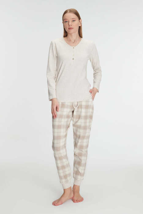 Anıl 11263 Kadın Pamuklu Uzun Kollu Pijama Takımı - 4