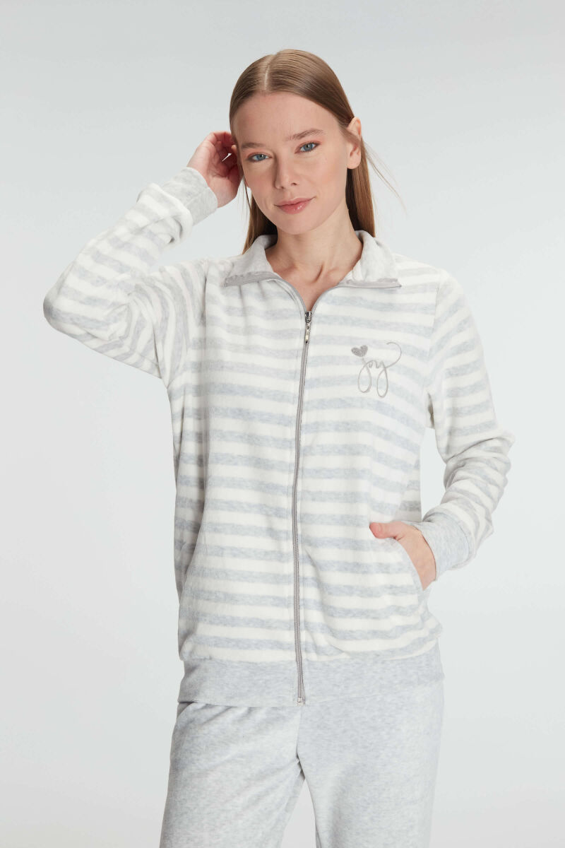 Anıl 11326 Kadın Pamuklu Uzun Kollu Fermuarlı Sweatshirt ve Pantolon Takım Pijama Takımı - 2