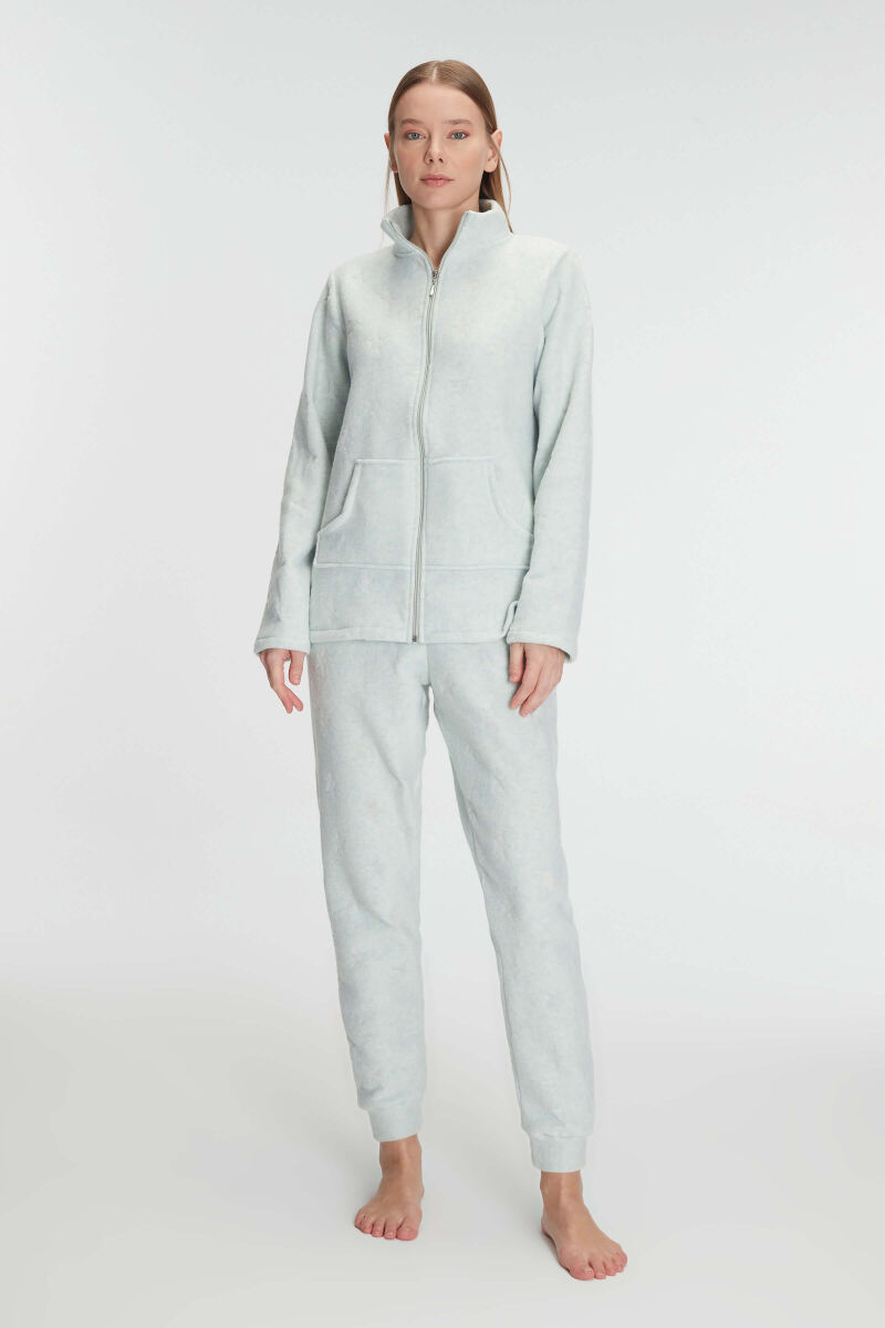 Anıl 11329 Kadın Sweatshirt ve Pantolon Takım Polar Fermuarlı Pijama Takımı - 1