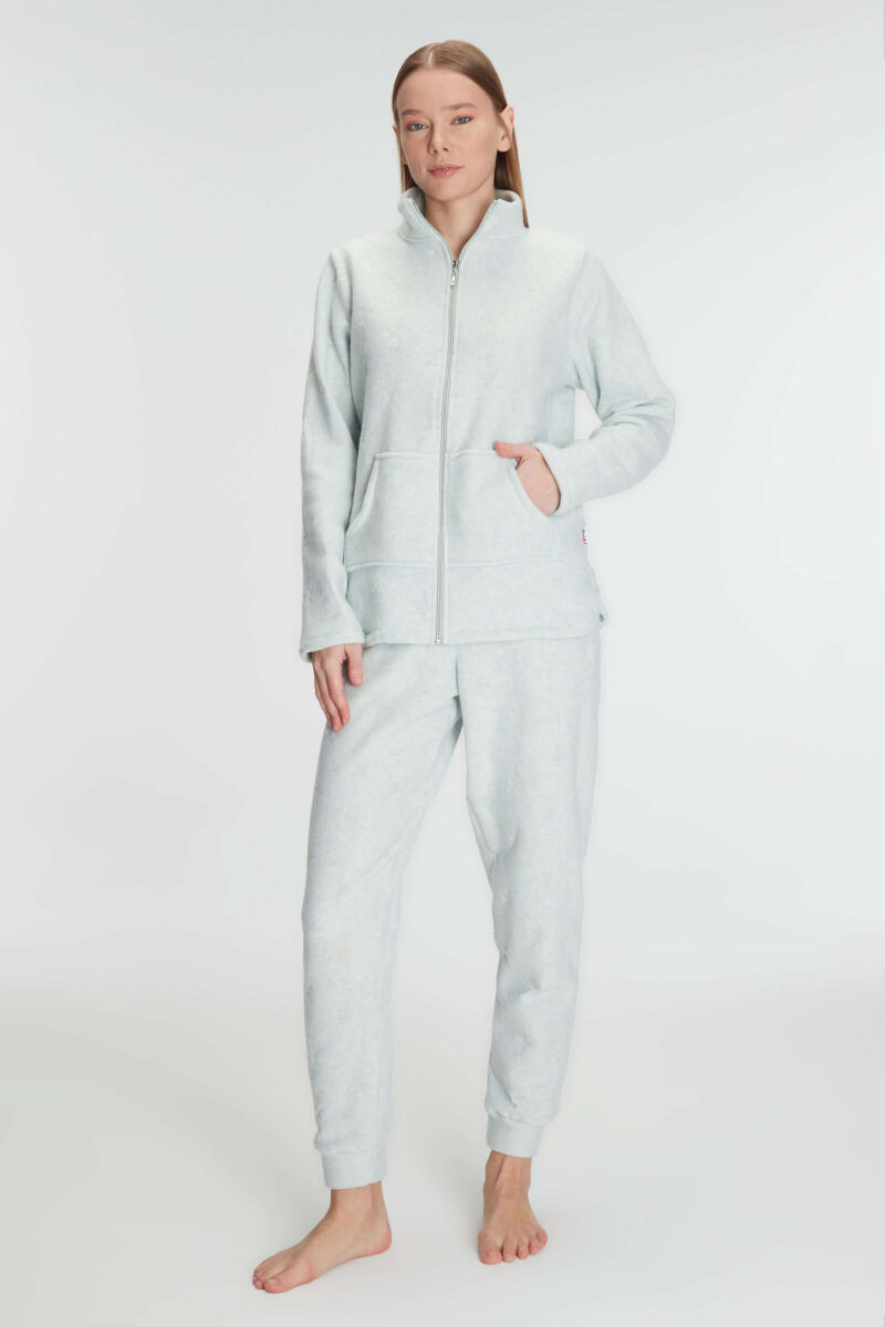 Anıl 11329 Kadın Sweatshirt ve Pantolon Takım Polar Fermuarlı Pijama Takımı - 2