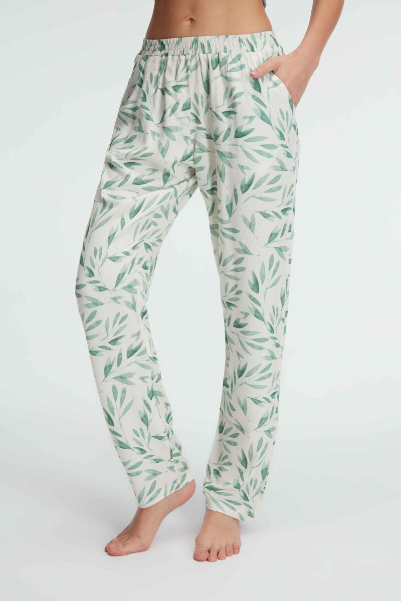 Anıl 9146 Günlük Ev Giyimi Kadın Viskon Çiçek Desenli Yazlık Örme Normal Bel Pijama Altı - 2