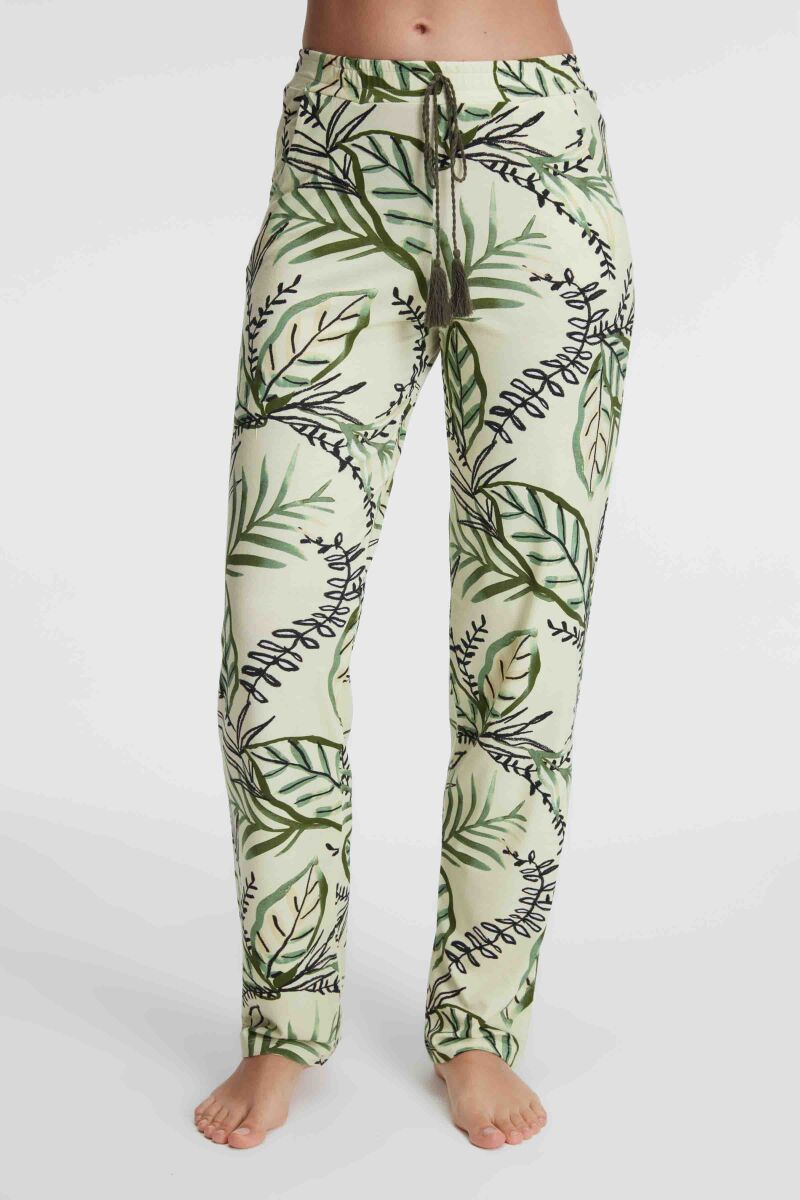 Anıl 9147 Günlük Ev Giyimi Kadın Viskon Çiçek Desenli Yazlık örme Normal Bel Pijama Altı - 2