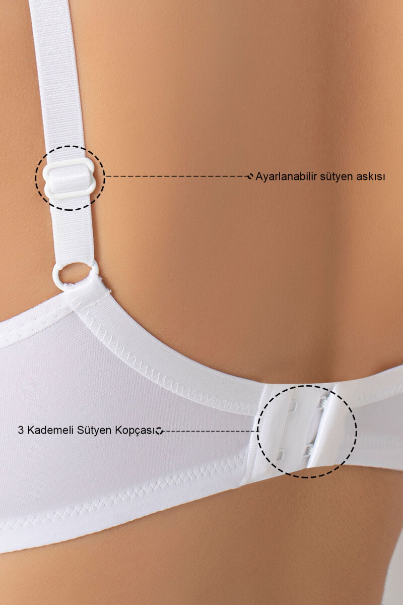 Dolgulu Sütyen 2li Kadın Push-up Balenli Süngerli Günlük Destekli Basic T-Shirt Sütyeni 3802 - 5