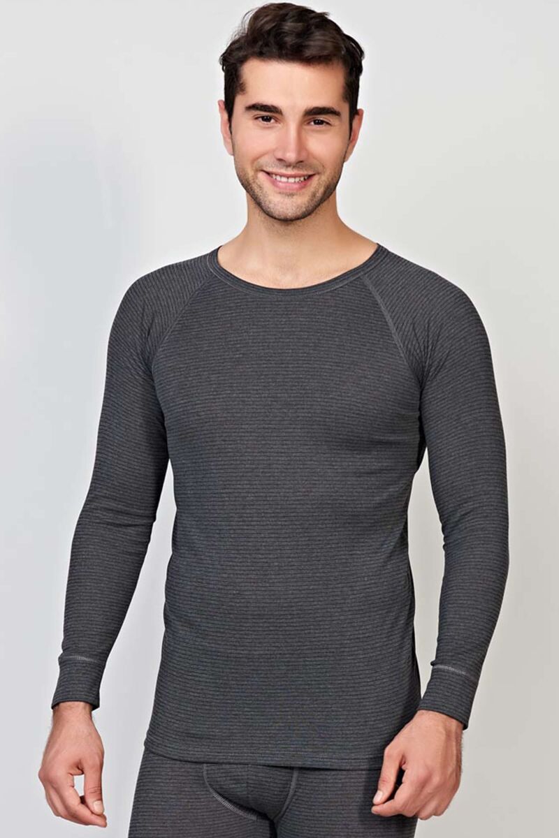 Erkek Termal Geniş Yaka Reglan Uzun Kol İçlik T-Shirt (8565) - 1