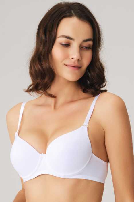 Kadın Balenli Destekli Dolgulu Askıları Çıkabilen Günlük Klasik T-Shirt Sütyeni (3150) 