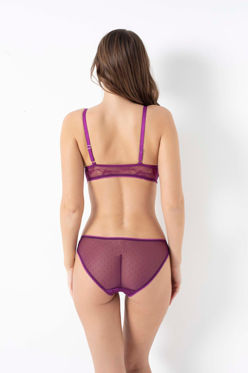 Kadın Balensiz Desteksiz Dolgusuz Dantelli Bralet Sütyen ve Slip Takım (4209) - 2