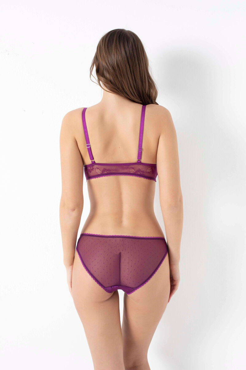 Kadın Balensiz Desteksiz Dolgusuz Dantelli Bralet Sütyen ve Slip Takım (4209) - 4