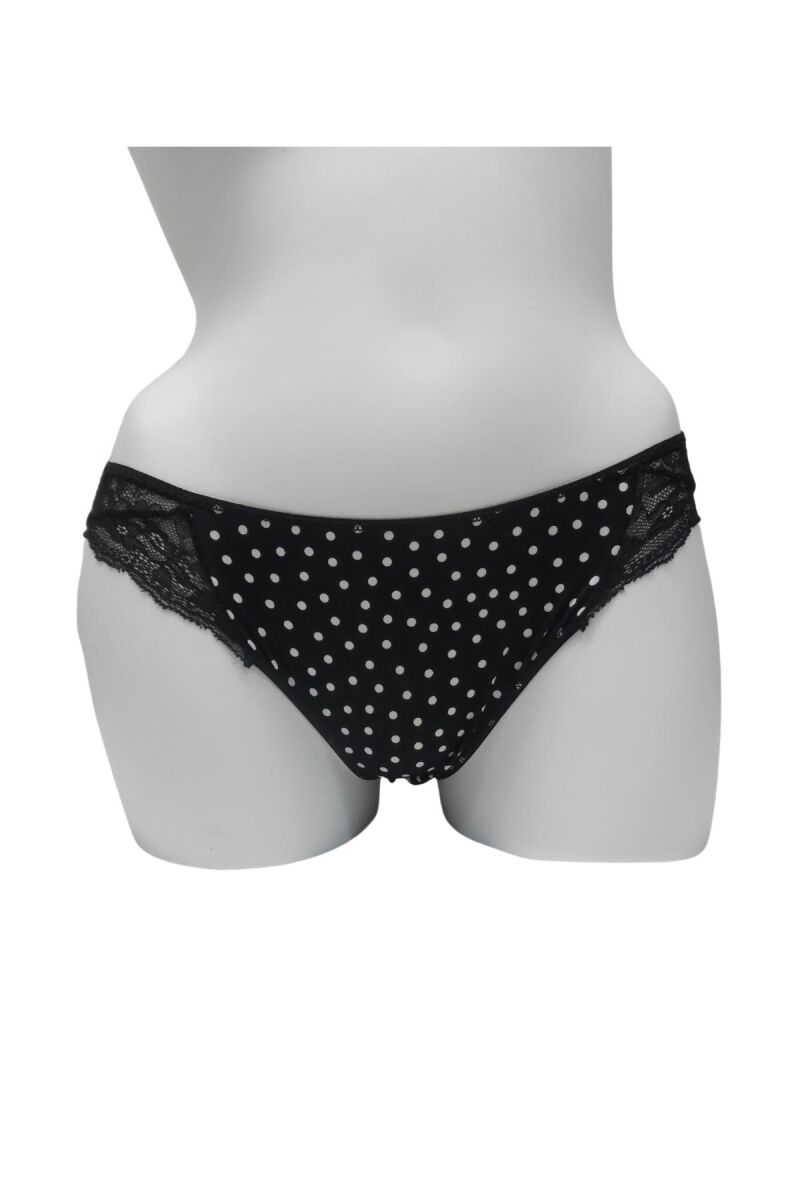 Kadın Puantiyeli Mikro Kumaş Dantelli Slip (2771) - 1