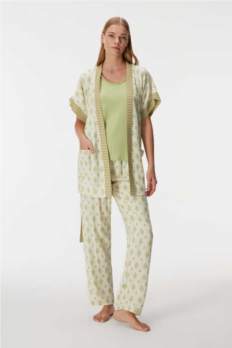 11421 Kadın Sabahlık, Atlet ve Pantolon Takım - 5