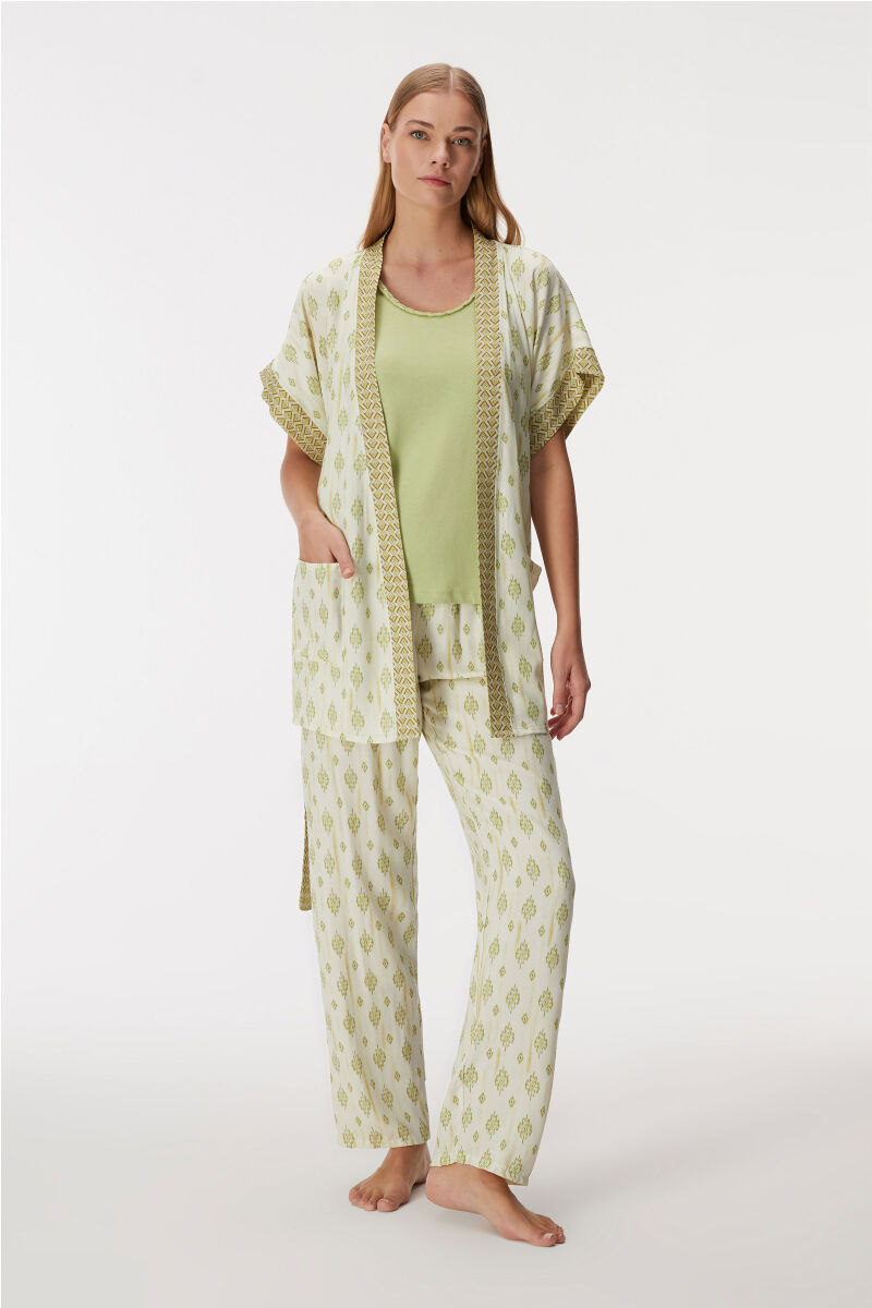 11421 Kadın Sabahlık, Atlet ve Pantolon Takım - 5