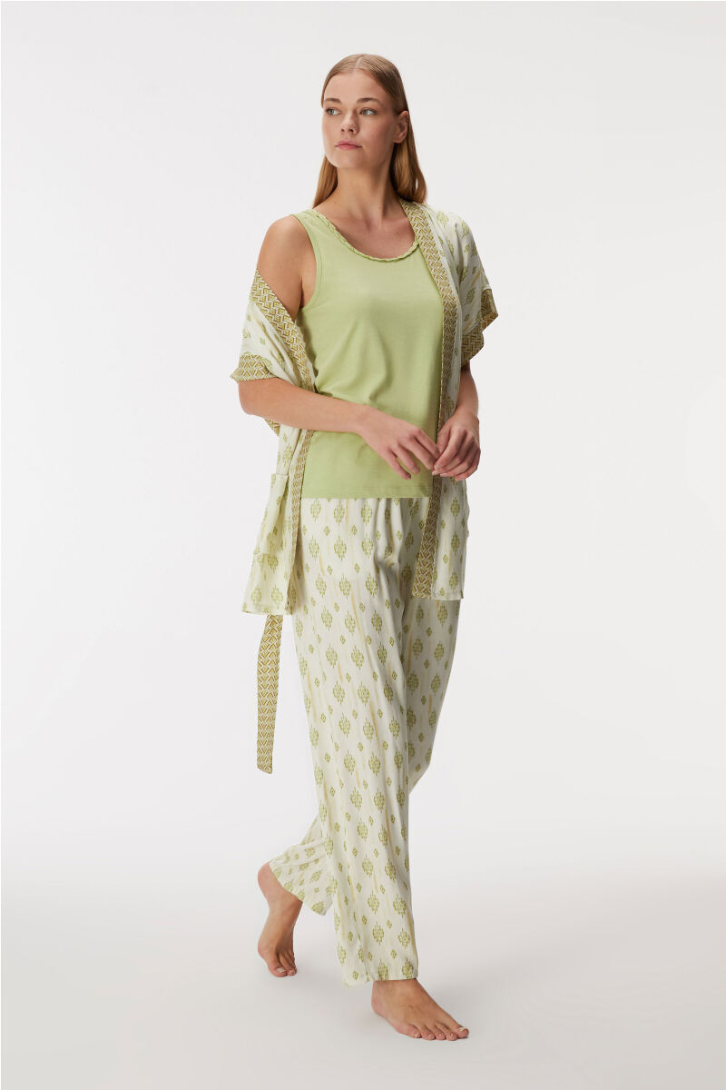 11421 Kadın Sabahlık, Atlet ve Pantolon Takım - 6