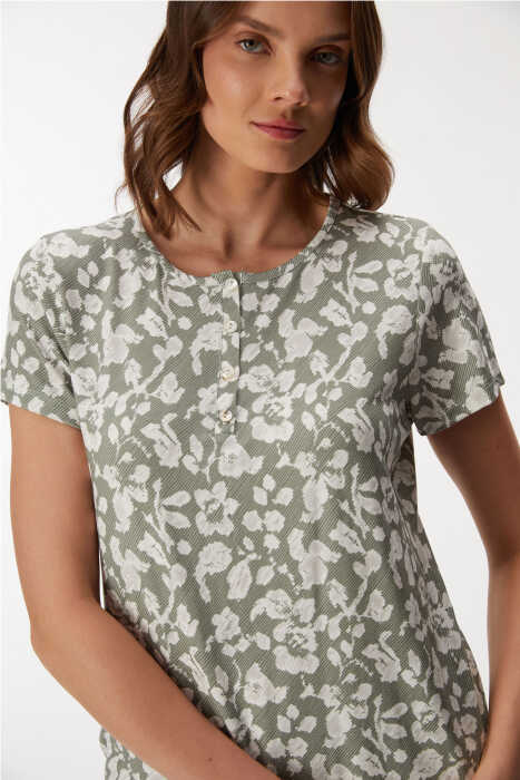 11409 Kadın T-Shirt ve Kapri Pantolon Takım - 3