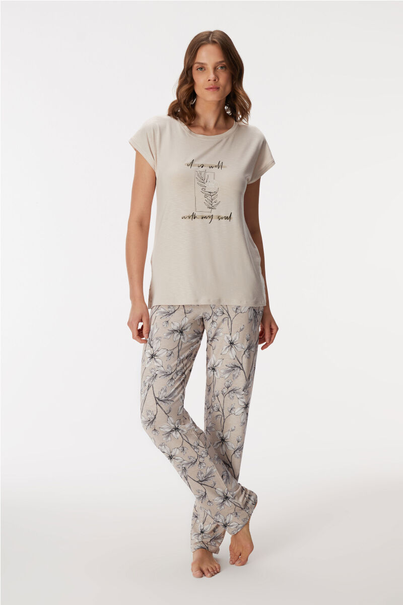 11383 Kadın T-Shirt ve Pantolon Takım - 1