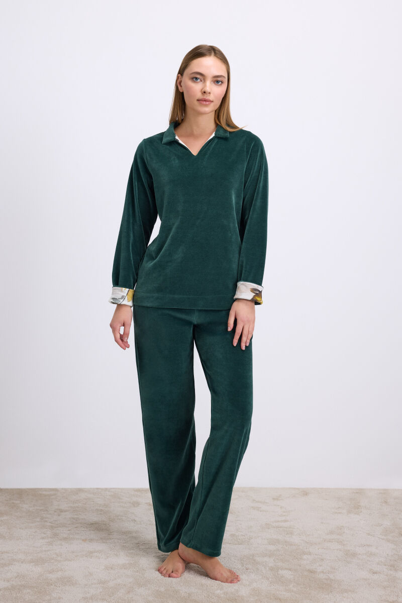 Kadın Uzun Kol Sweatshirt ve Pantolon Takım ( 11555 ) - 1