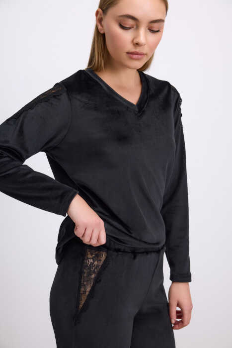 Kadın Uzun Kol T-Shirt ve Pantolon Takım ( 11542 ) - 2
