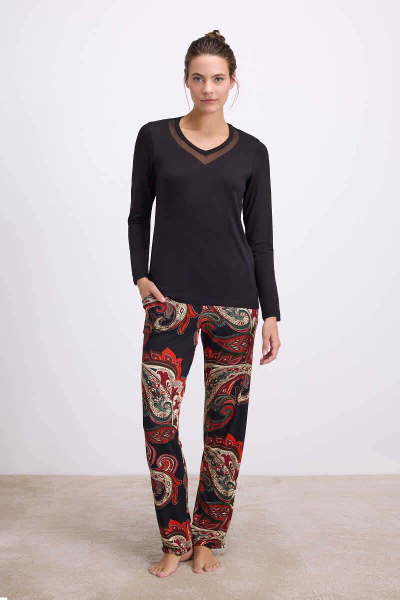 Kadın Uzun Kol T-Shirt ve Pantolon Takım ( 11544 ) - 1