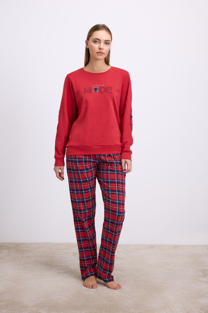 Kadın Uzun Kol T-Shirt ve Pantolon Takım ( 11579 ) - 1