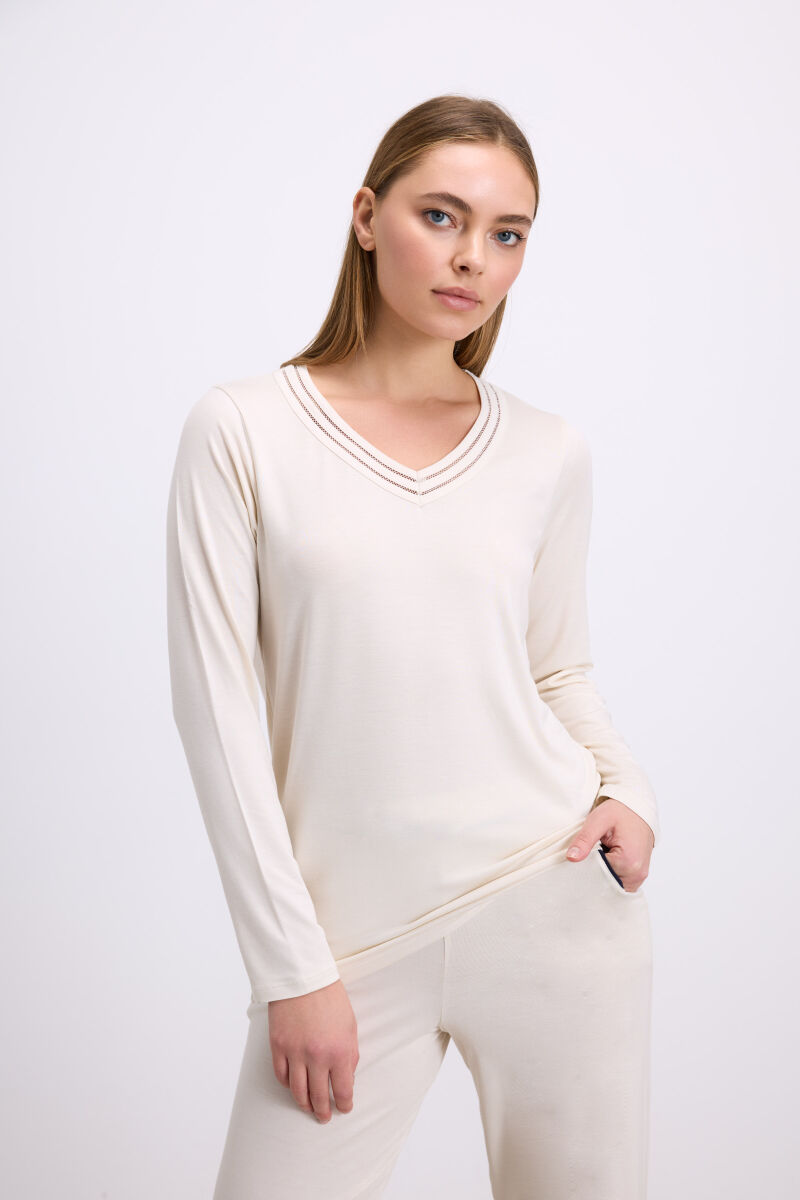 Kadın Uzun Kol T-Shirt ve Pantolon Takım ( 11616 ) - 2