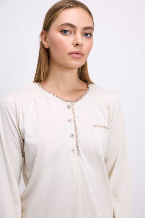 Kadın Uzun Kol T-Shirt ve Pantolon Takım ( 11618 ) - 2