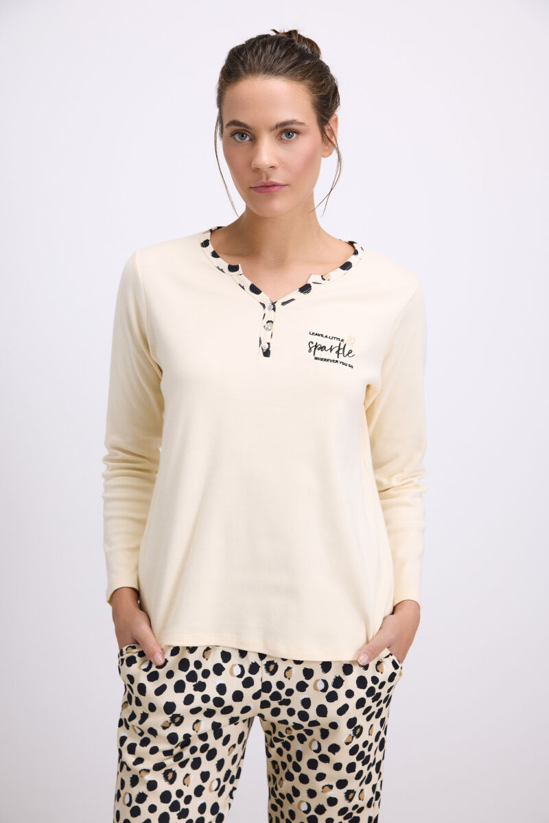 Kadın Uzun Kol T-Shirt ve Pantolon Takım ( 11549 ) - 2