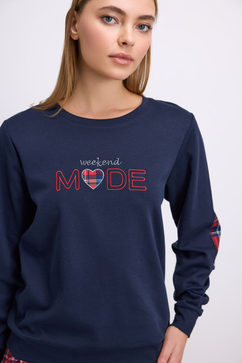 Kadın Uzun Kol T-Shirt ve Pantolon Takım ( 11579 ) - 2