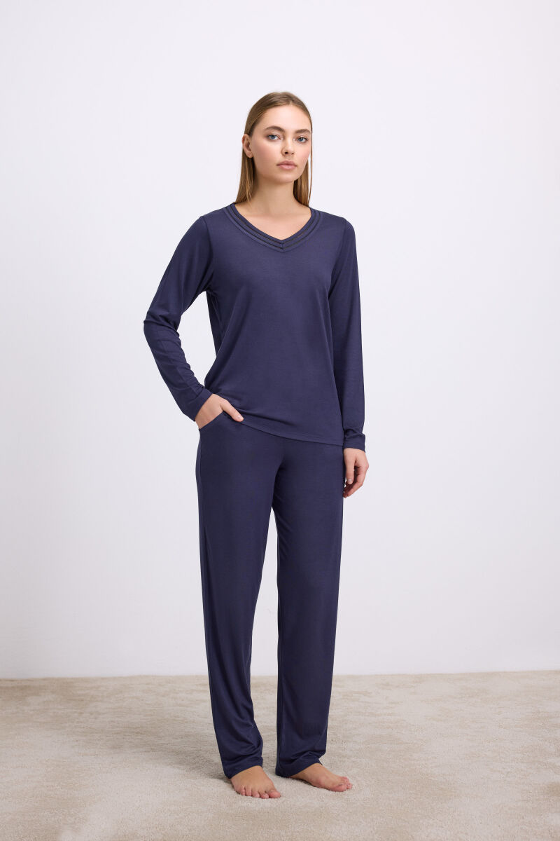 Kadın Uzun Kol T-Shirt ve Pantolon Takım ( 11616 ) - 1