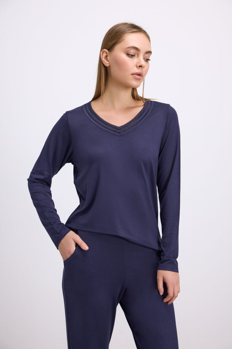 Kadın Uzun Kol T-Shirt ve Pantolon Takım ( 11616 ) - 2