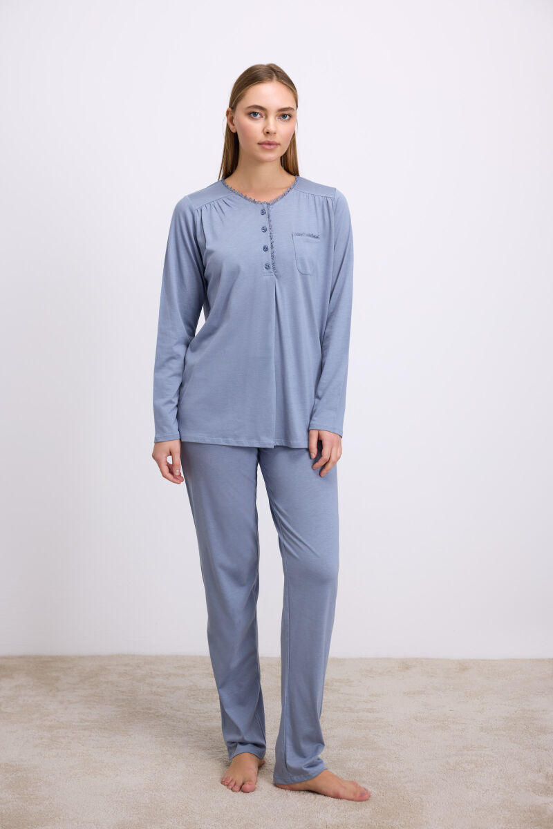 Kadın Uzun Kol T-Shirt ve Pantolon Takım ( 11618 ) - 1