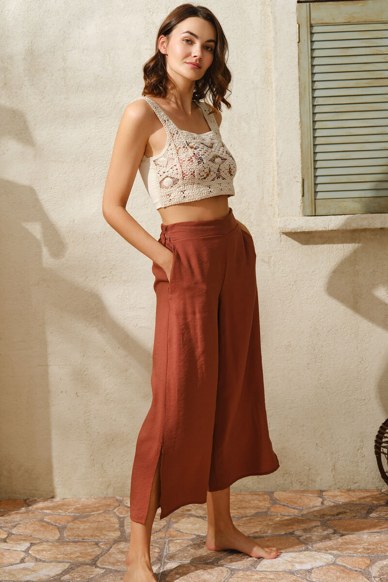 Sıfır Kol Oyuk U Yaka Kadın Cotton Düz Yazlık Uzun Dantel Detaylı Pijama Takımı Anıl 9810 - 1